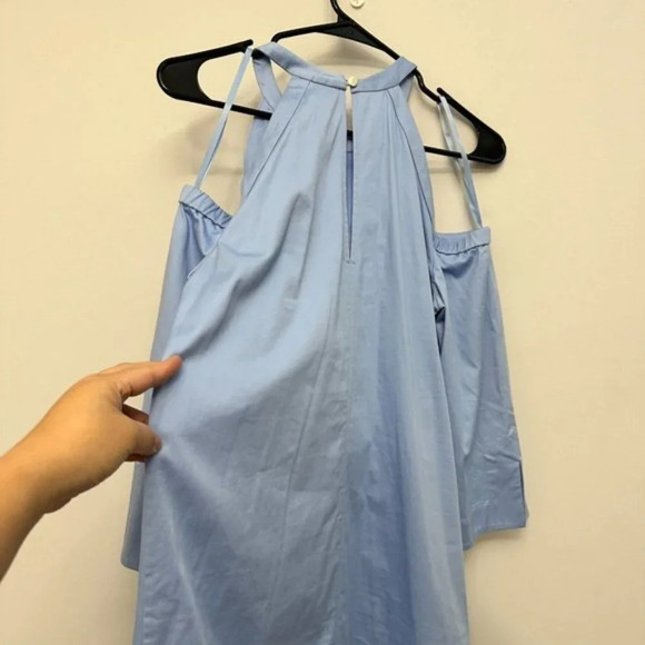 Ted Baker Jettas Embroidered Cold Shoulder Dress Baby Blue Size 1 - Picture 8 of 16